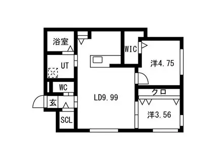 URBAN FLATS 中の島(2LDK/1階)の間取り写真