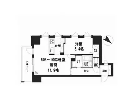 グランメール 美園3-4(1LDK/10階)の間取り写真