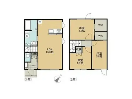 レトアデュエット平和通(3LDK/1階)の間取り写真