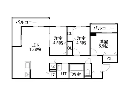 SーRESIDENCE東札幌BLING(3LDK/4階)の間取り写真