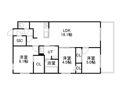 ZABO HILLS MISONO(3LDK/1階)の間取り写真