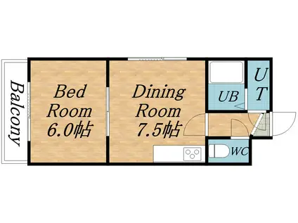 メニーズコート麻生中央(1DK/6階)の間取り写真