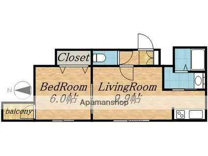 札幌市東西線 バスセンター前駅 徒歩3分 4階建 築17年(1LDK/3階)の間取り写真