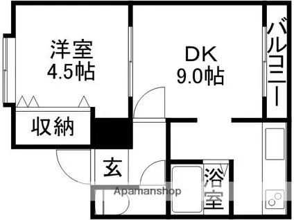 ハイムグーテ(1DK/2階)の間取り写真