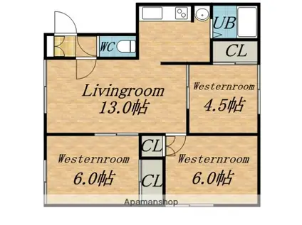 ローヤルシャトー1(3LDK/2階)の間取り写真