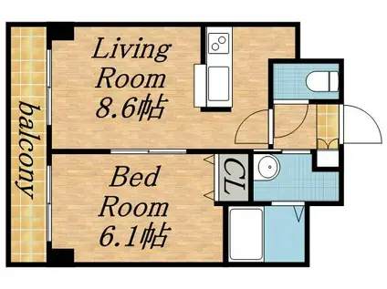 AMBIENTE619(1LDK/2階)の間取り写真