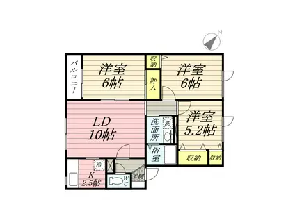 ハウスプリムヴェール(3LDK/2階)の間取り写真