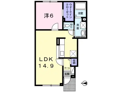 クオリア(1LDK/1階)の間取り写真
