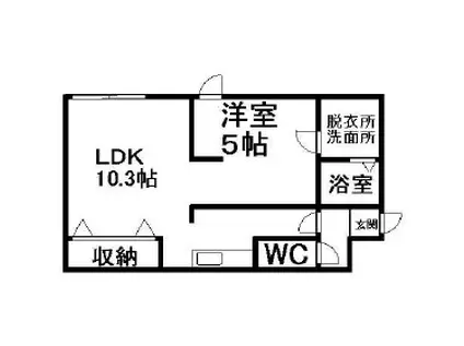 カトラン麻生(1LDK/4階)の間取り写真
