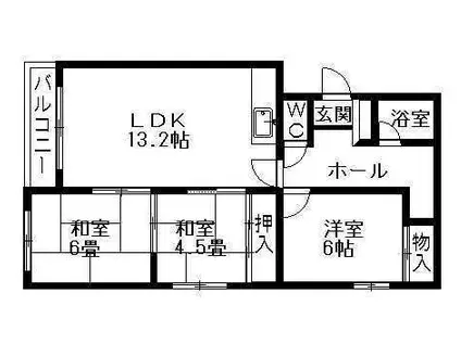 ドミ西野(3LDK/4階)の間取り写真