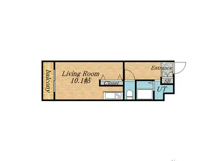 ピアッツァⅡ(1K/4階)の間取り写真