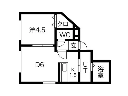 クレセール手稲前田(1LDK/1階)の間取り写真