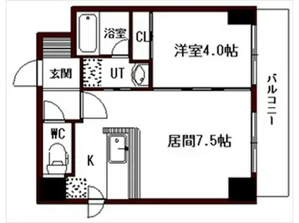ノースファイン手稲(1DK/3階)の間取り写真