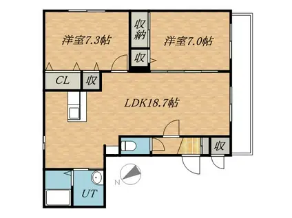 ザレインボーコートN27(2LDK/4階)の間取り写真