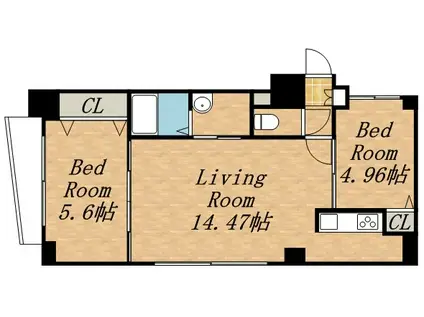 グランカーサ永山公園通ウエスト(2LDK/9階)の間取り写真