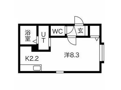 ルーミナスあいの里(1K/1階)の間取り写真