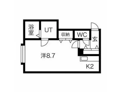 ルーミナスあいの里(1K/2階)の間取り写真