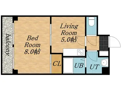 アートパレス壱番館(1DK/6階)の間取り写真