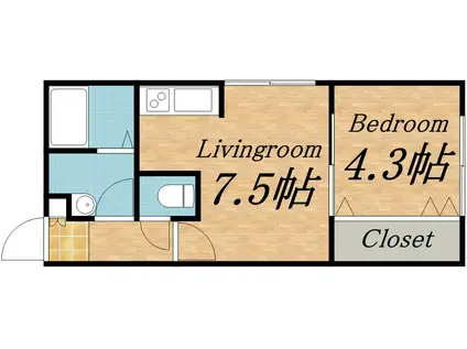 JAPAN(1DK/3階)の間取り写真