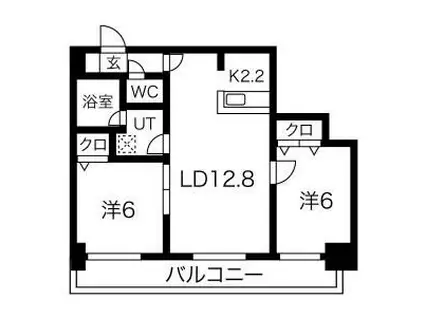 ノルテブリッサ24ロード(2LDK/2階)の間取り写真