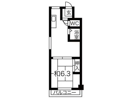 石橋ハイツI(1LDK/6階)の間取り写真