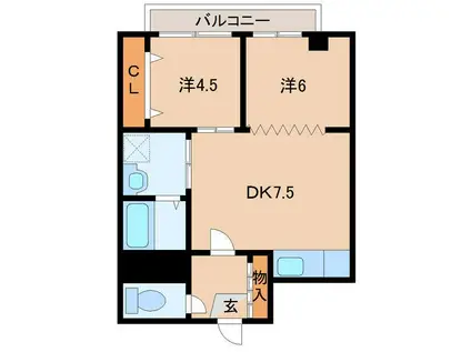 アルファコスモ2(2DK/3階)の間取り写真