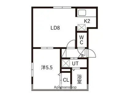 グランパーク麻生(1LDK/4階)の間取り写真