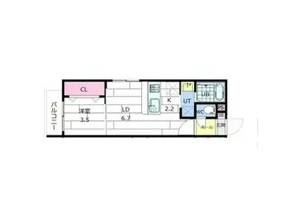 フォレスタ円山(1LDK/3階)の間取り写真