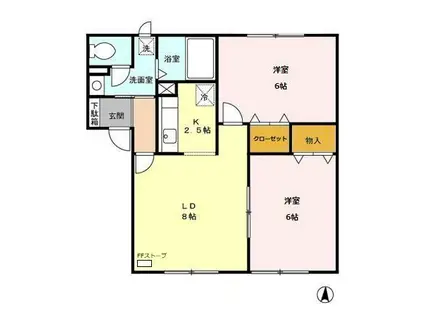 アルブル北6条(2LDK/1階)の間取り写真