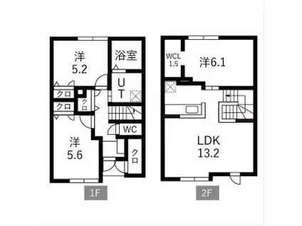 函館本線 稲穂駅 徒歩10分 2階建 築1年(3LDK)の間取り写真