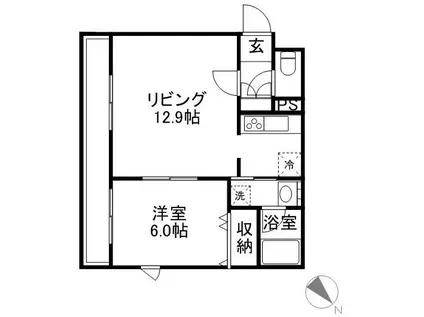 アバンセ二十四軒(1LDK/2階)の間取り写真