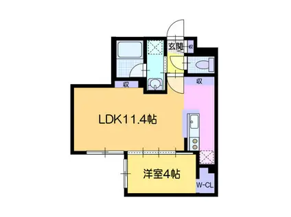エンノレジデンスS8(1LDK/3階)の間取り写真