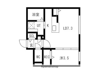 アルファレジデンス麻生(1LDK/1階)の間取り写真