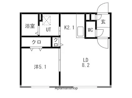 南19西8マンション(1LDK/1階)の間取り写真