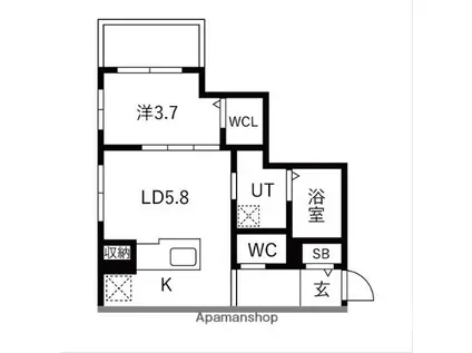 MAISON RIEL 東区役所前(1LDK/1階)の間取り写真