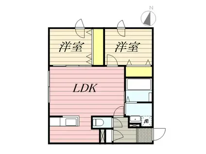 DAITO RESIDENCE 中央区役所前(2LDK/4階)の間取り写真