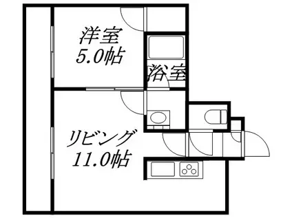 GARE元町 (1LDK/2階)の間取り写真