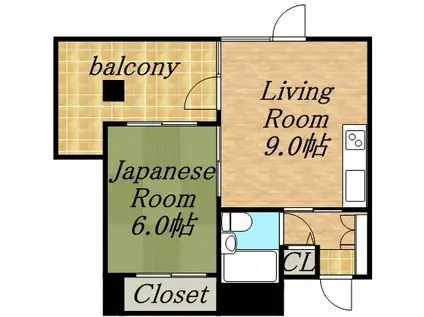 ホワイトテム(1DK/3階)の間取り写真