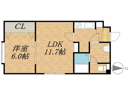 ラテルネ公園通(1LDK/4階)の間取り写真