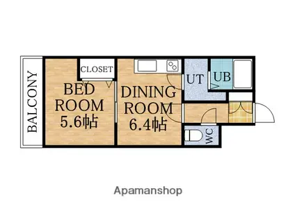 HS発寒南(1DK/3階)の間取り写真