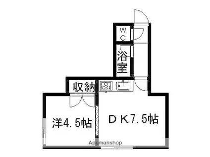 クリエイトマンション(1DK/4階)の間取り写真