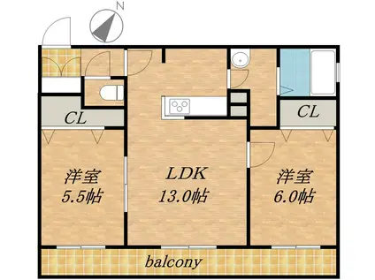 LAYLA(2LDK/3階)の間取り写真