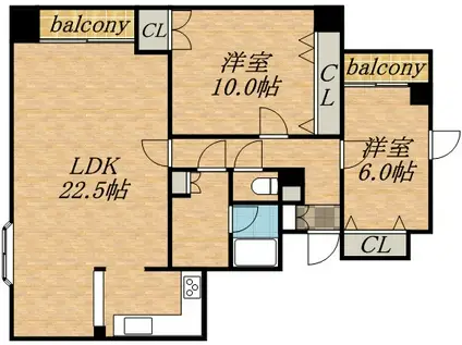 クレステージ南6条(2LDK/8階)の間取り写真