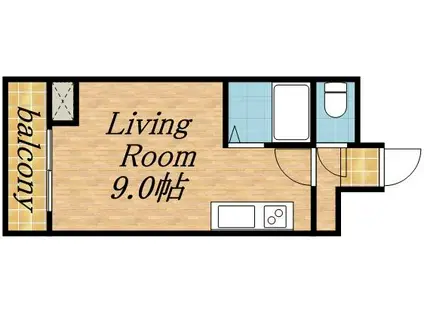 スカイハイツ(ワンルーム/4階)の間取り写真