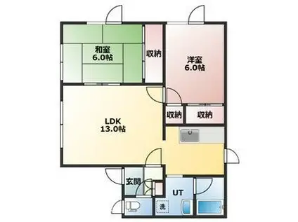 ルーエプラツ(2LDK/1階)の間取り写真