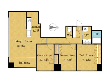 グランカーサ裏参道(3LDK/9階)の間取り写真
