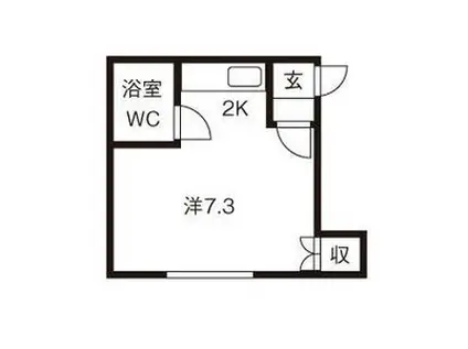 コーポライフ二十四軒N(1K/2階)の間取り写真