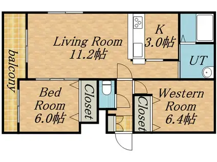 シャテニエ1014(2LDK/1階)の間取り写真
