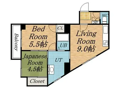 ファンシー西町(2LDK/2階)の間取り写真