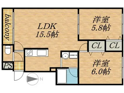 ハイデンス20-6(2LDK/4階)の間取り写真
